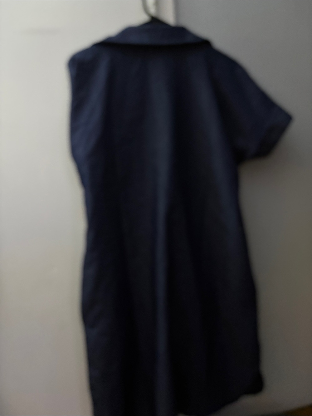 Navy Button-Front Shirt Dress - Picture 3 of 3